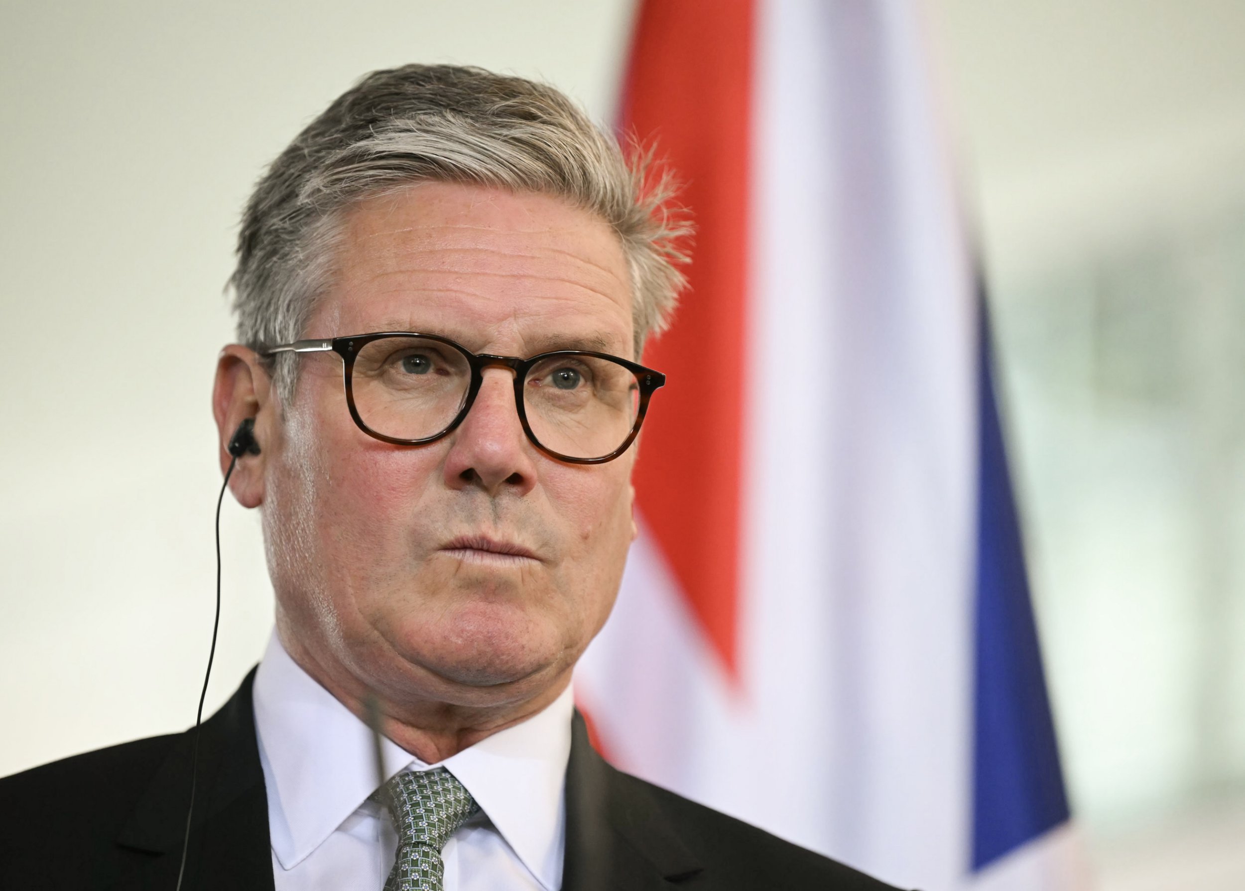 Prime Minister Keir Starmer at a joint press conference with German Chancellor Olaf Scholz